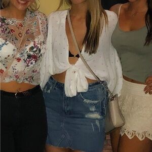 Glamorous White Polka Dot Blouse